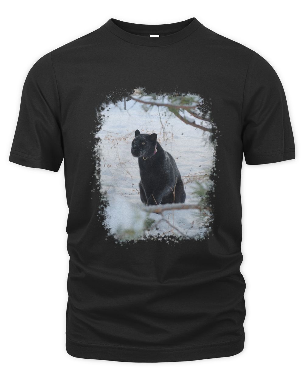 Luna The Leopard in the Snowy Forest Unisex Premium T-Shirt black s