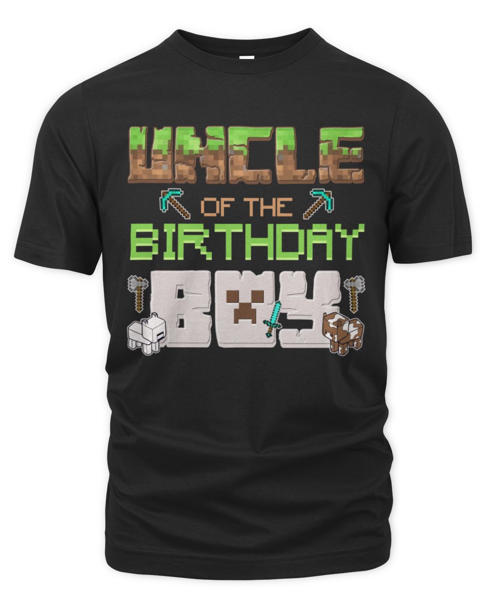 Uncle Of The Birthday Boy Minecraft Unisex Premium T-Shirt black s