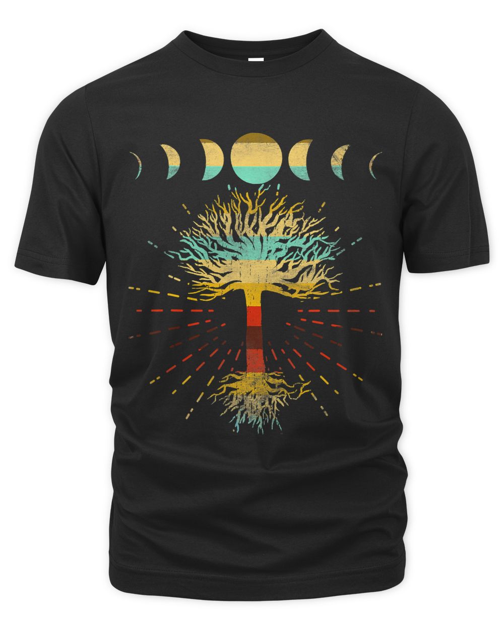 Phases Of The Moon Retro Tree Meditate Yoga Spirit Nature