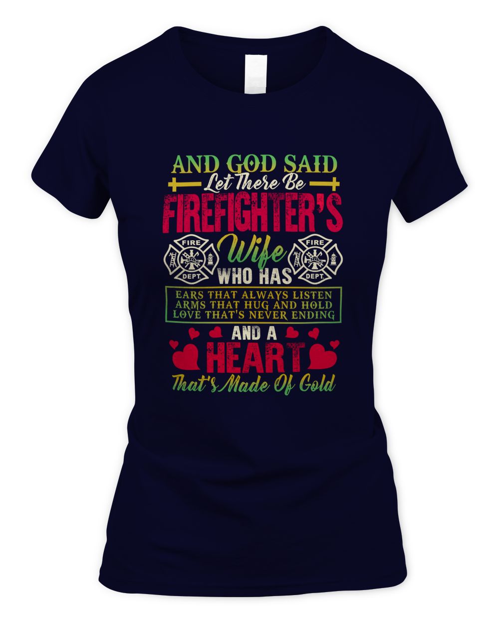 And god sail firefighter's wiffe-M133 Women's Soft Style Fitted T-Shirt navy s