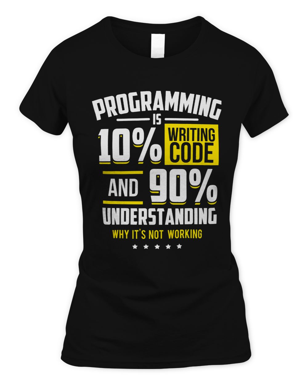 Funny Programming Is 10 Writing Code Computer Programmers Women's Soft Style Fitted T-Shirt black s