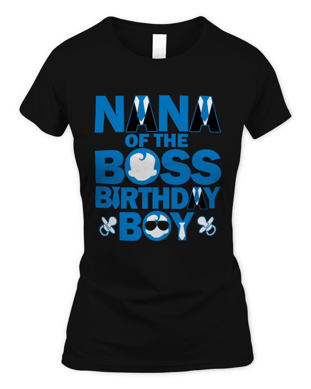 Nana Of The Boss Birthday Boy Women's Soft Style Fitted T-Shirt black s