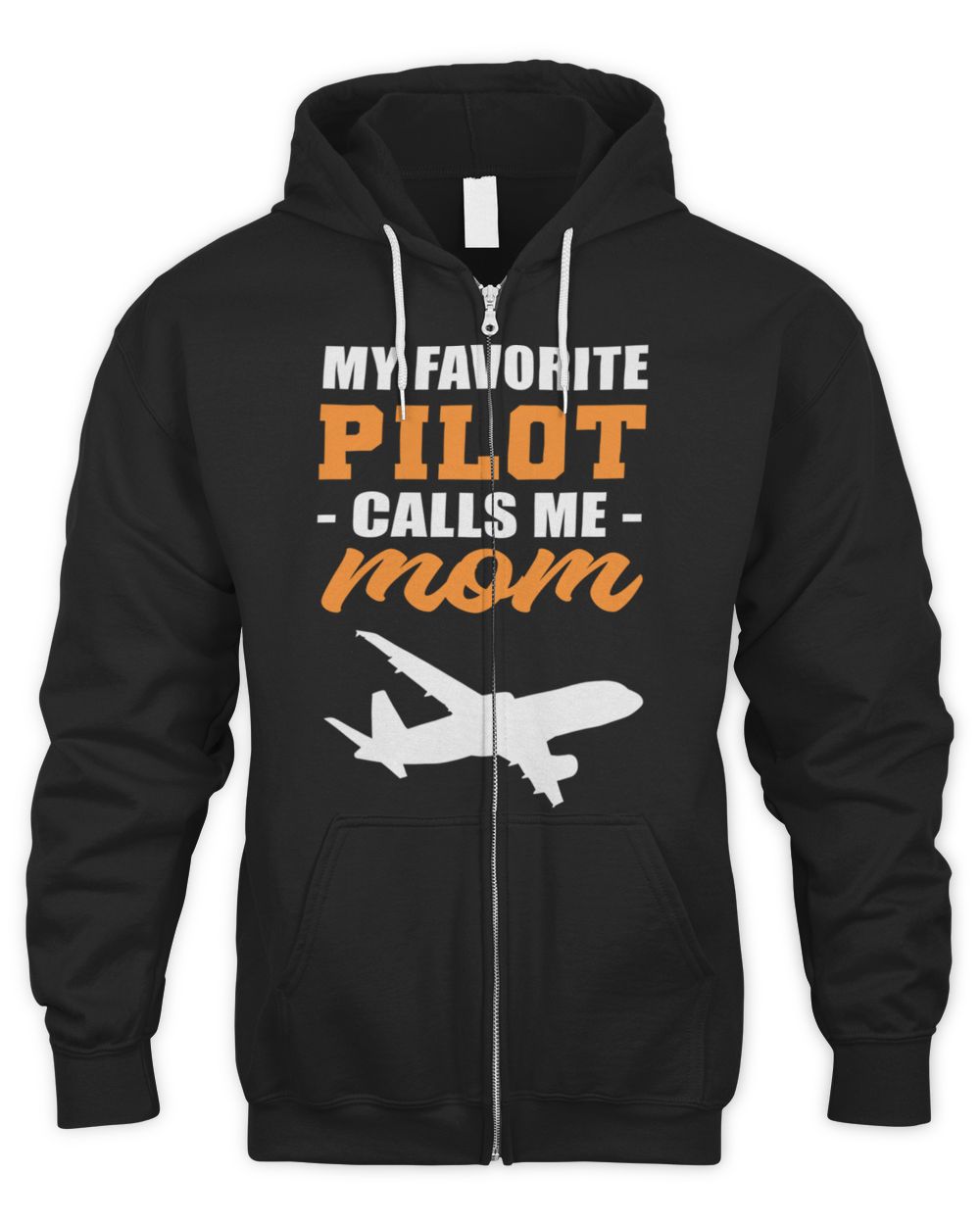 My Favorite Pilot Calls Me Mom - Airplane Son T-Shirt Men's Zip Hoodie black 