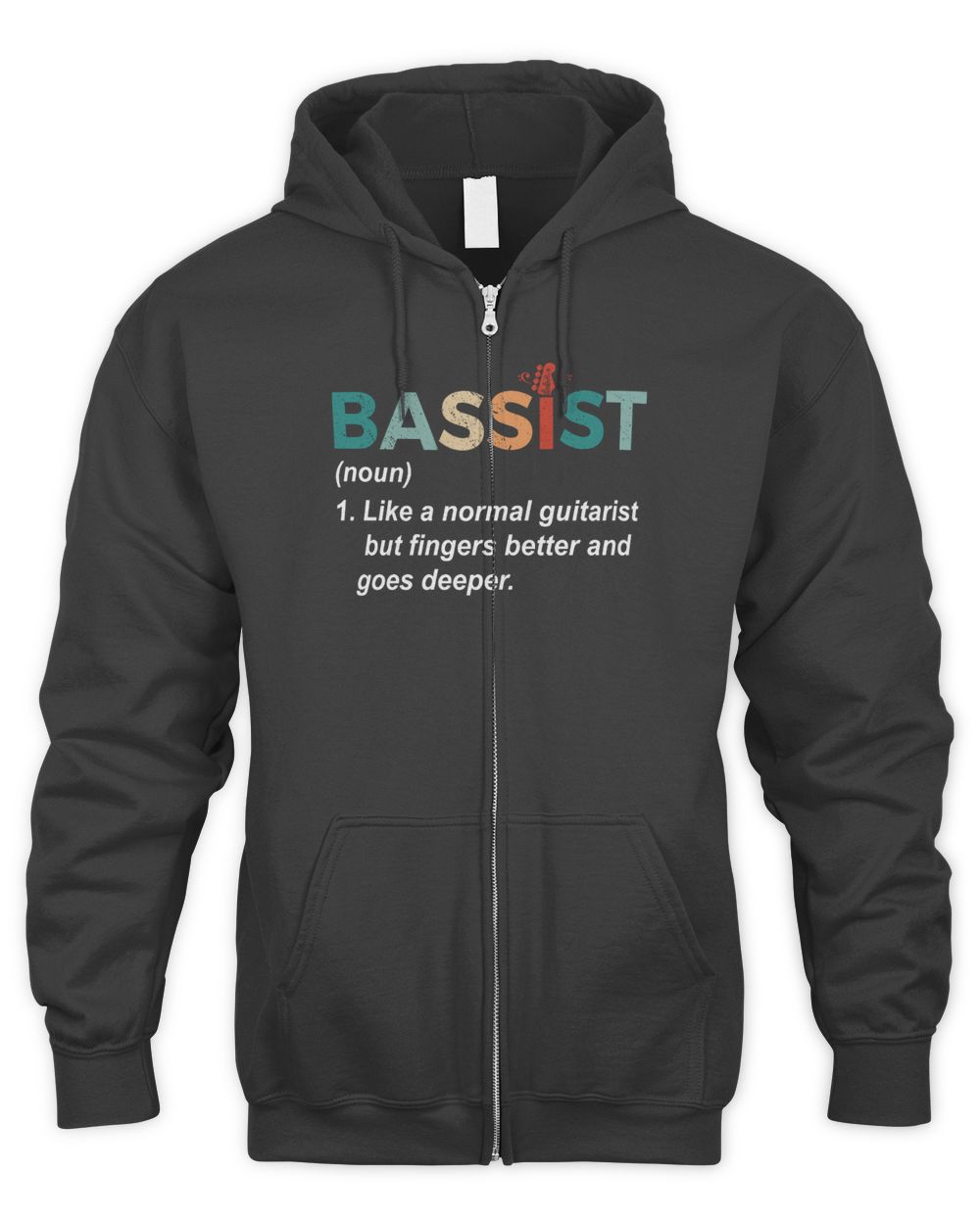 Bassist Definition Funny Men's Zip Hoodie black s