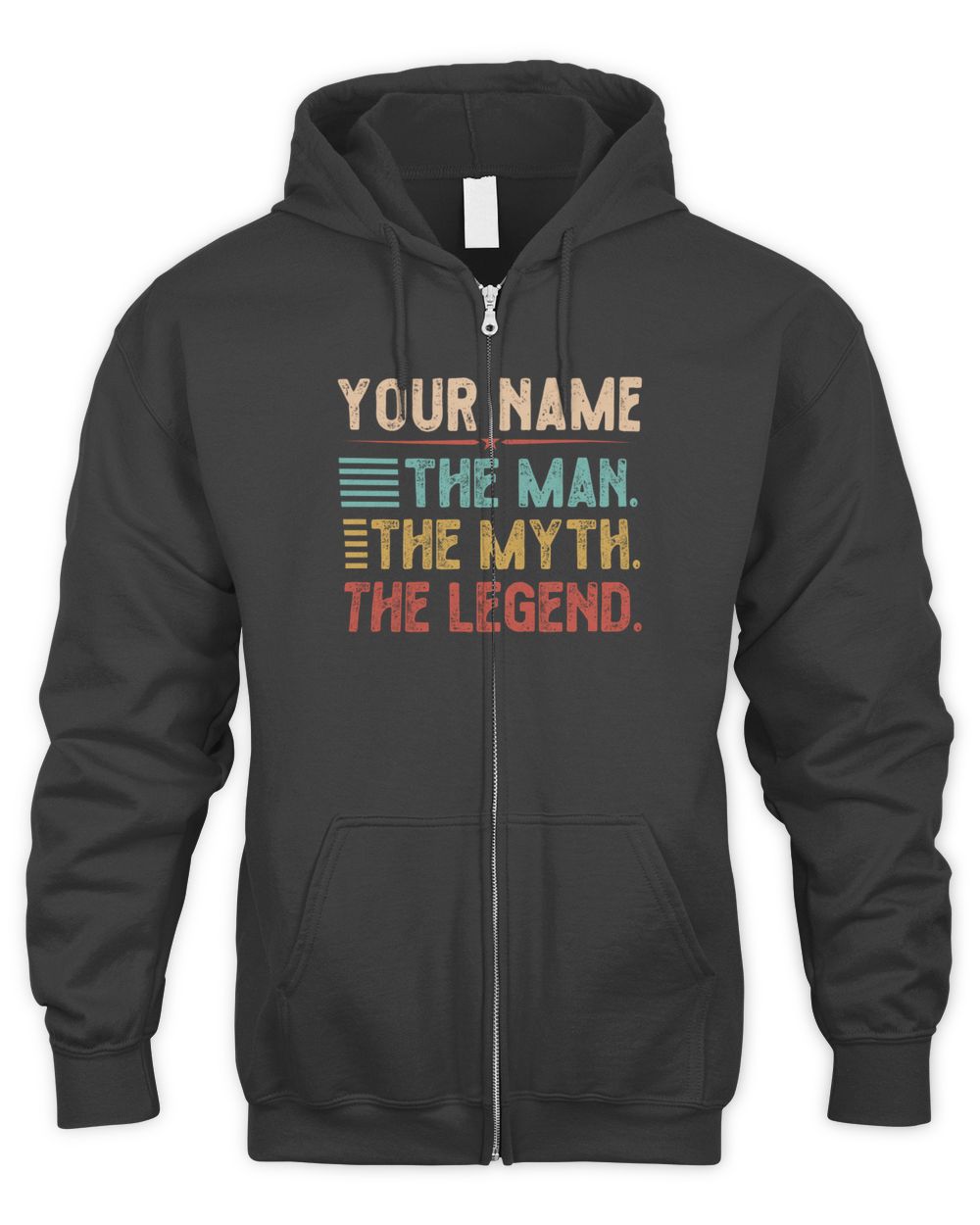 YOUR NAME. The Man. The Myth. The Legend. Great personalised T-Shirts Men's Zip Hoodie black 
