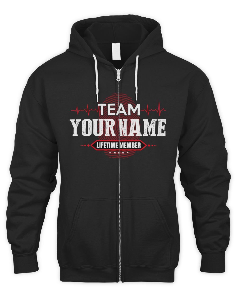 Team YOUR NAME. Lifetime Member. Create custom t-shirts Men's Zip Hoodie black 