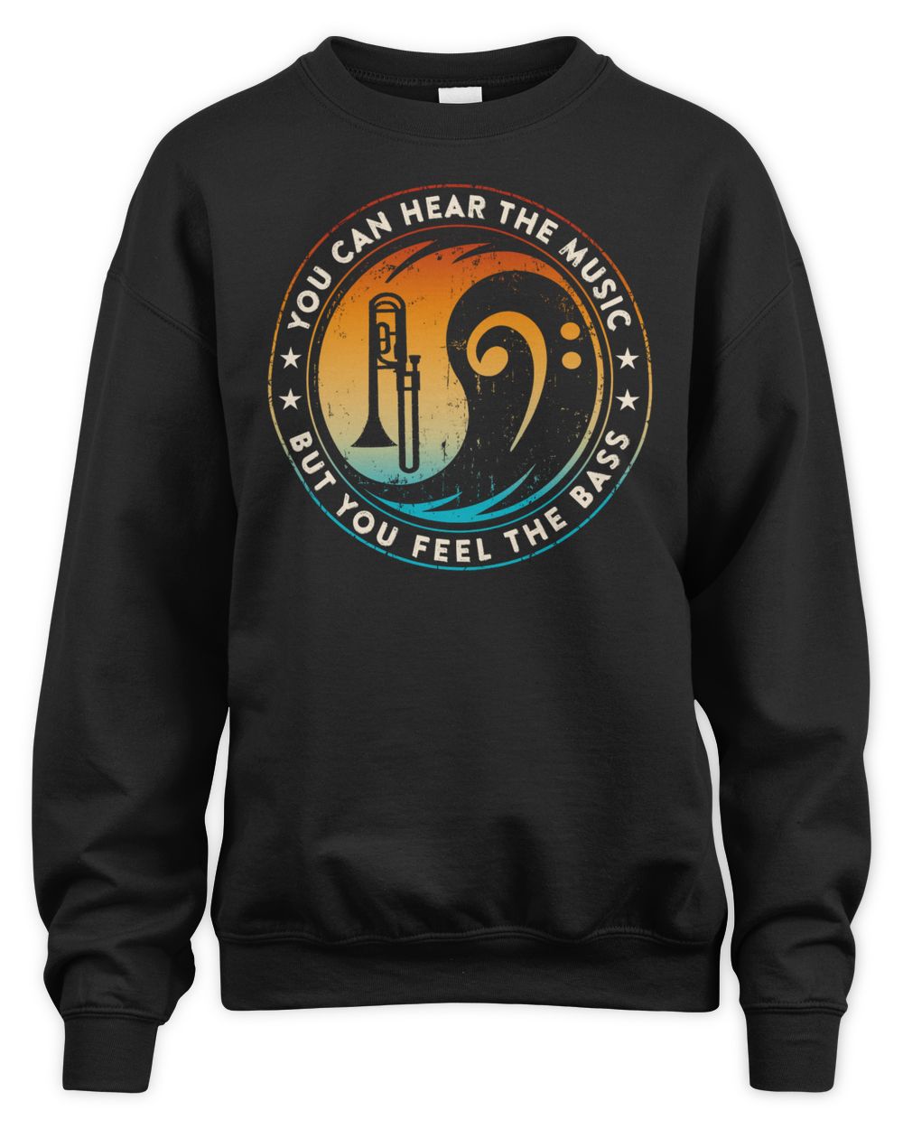 You Can Here The Music But You Feel The Bass - Trombone Bass Clef Yin Yang Unisex Sweatshirt black s