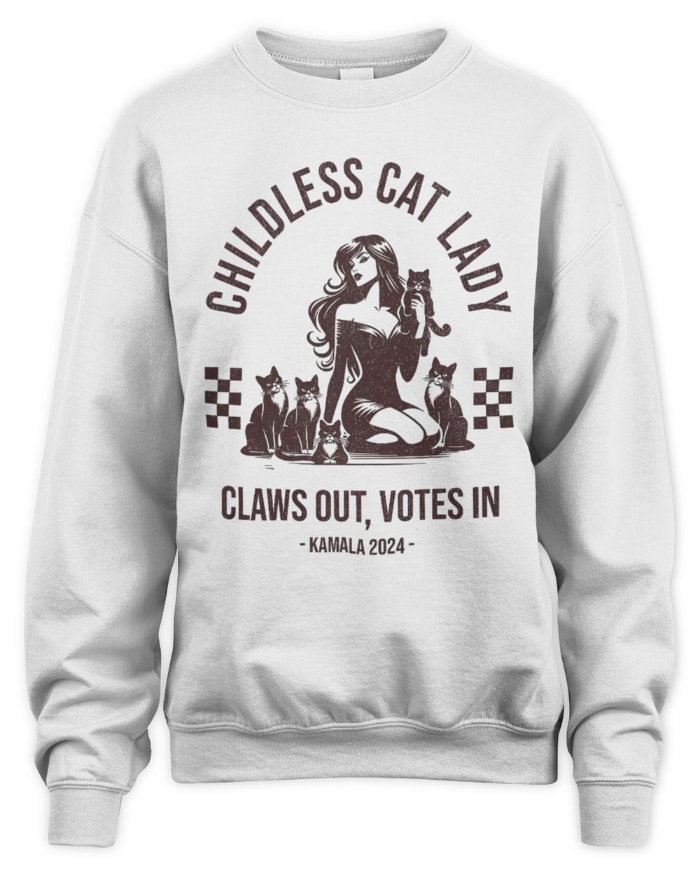 Vintage Childless Cat Lady Claws Out Unisex Sweatshirt white s