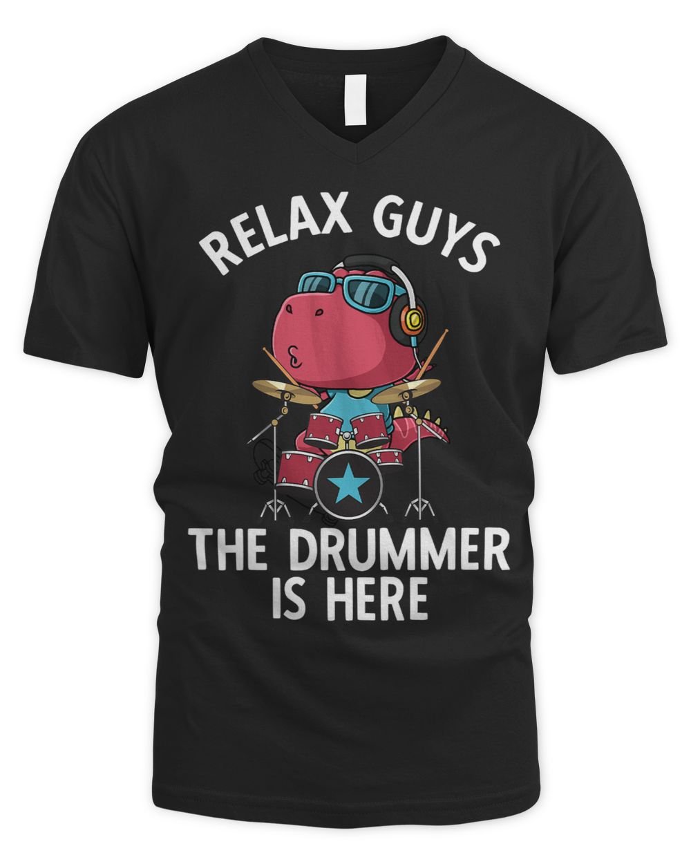 Drums Drummer Relax The Drummer is Here Percussionist Drums Men's V-Neck T-Shirt black s