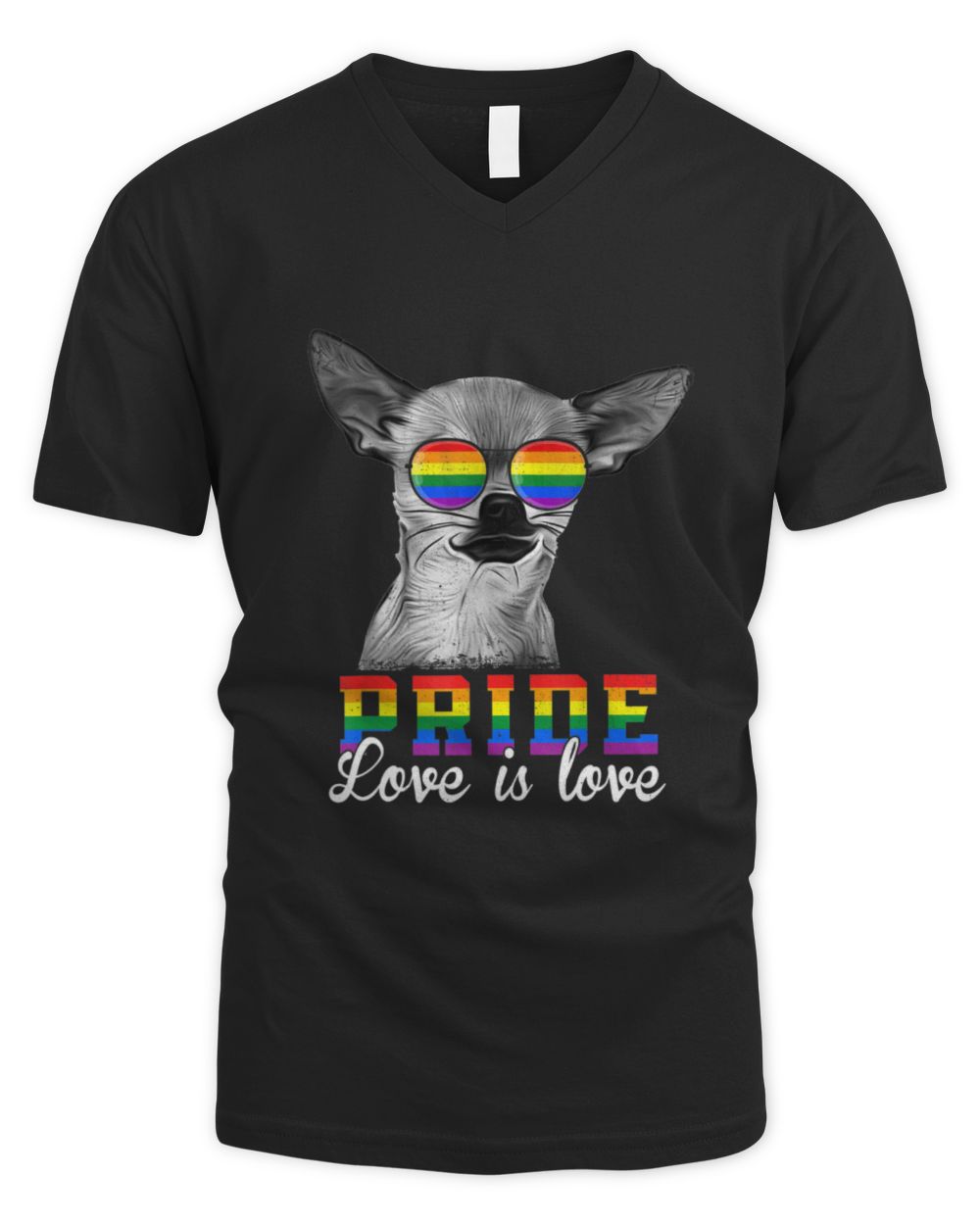 Chihuahua Pride Love is Love Men's V-Neck T-Shirt black s