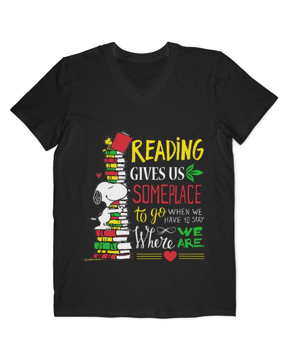 Reading gives us someplace to go when we have to stay where we are Men's V-Neck T-Shirt black s