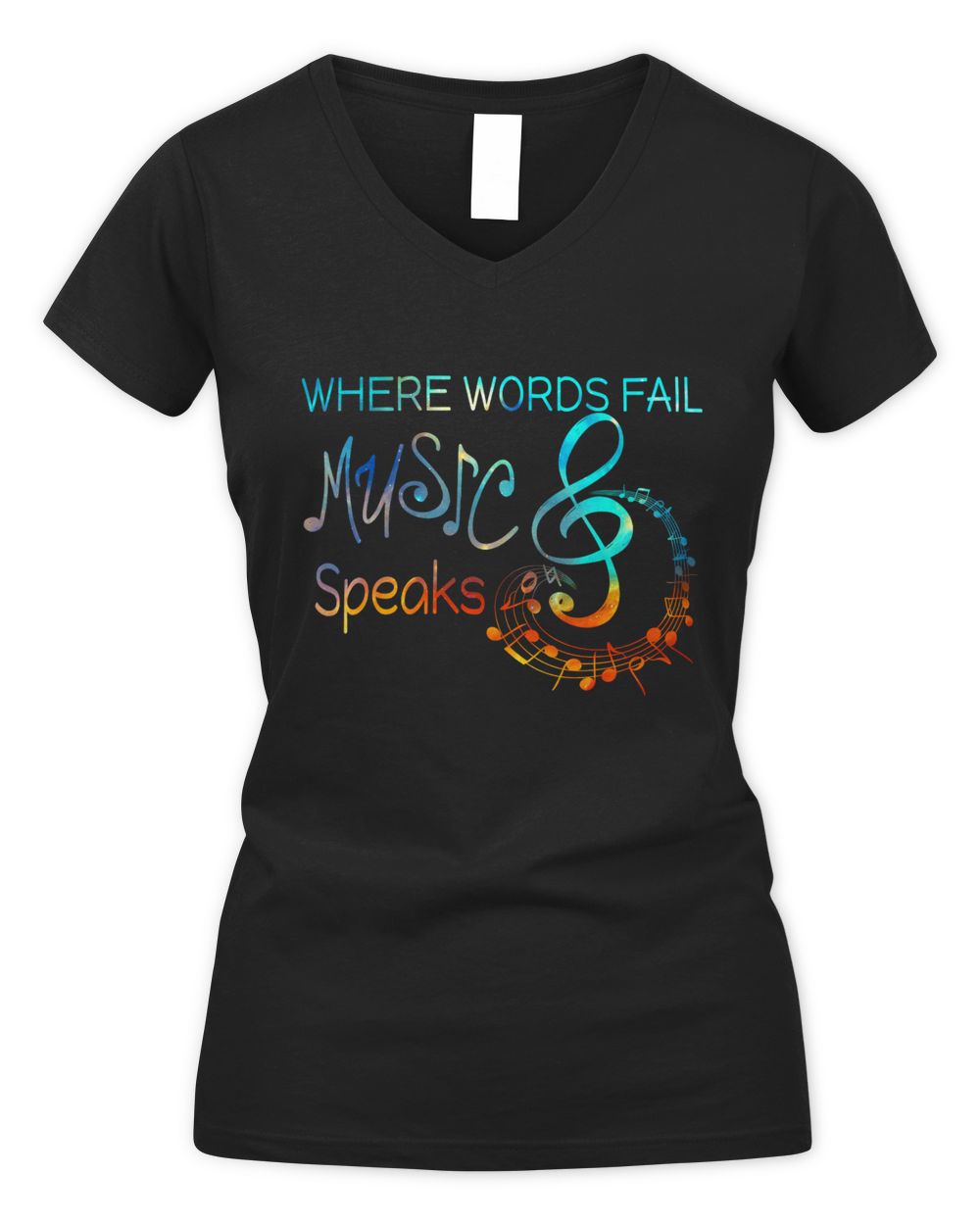 Where Words Fail Music Speaks Women's V-Neck T-Shirt black s