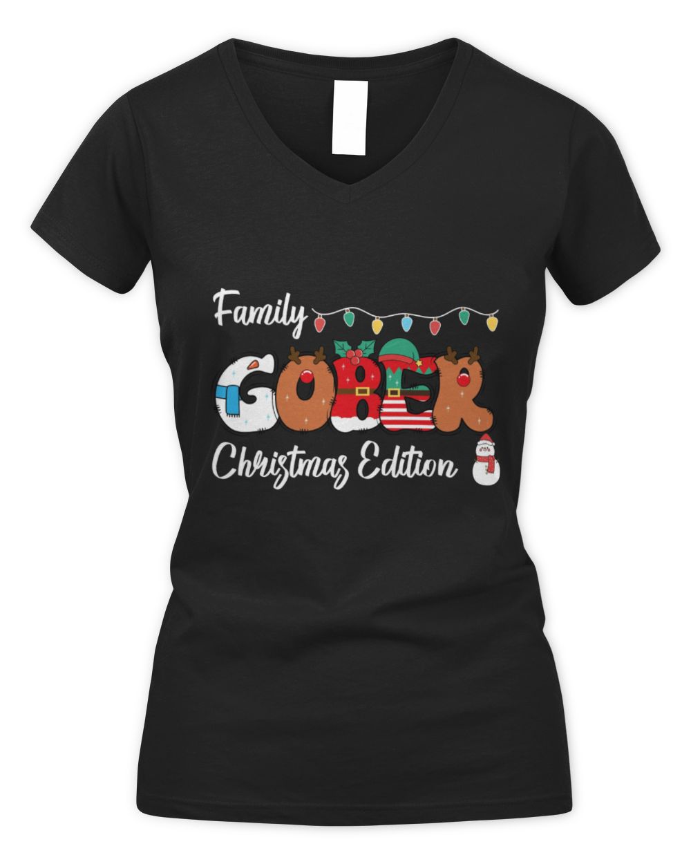 Family GOBER Christmas Edition Women's V-Neck T-Shirt black s