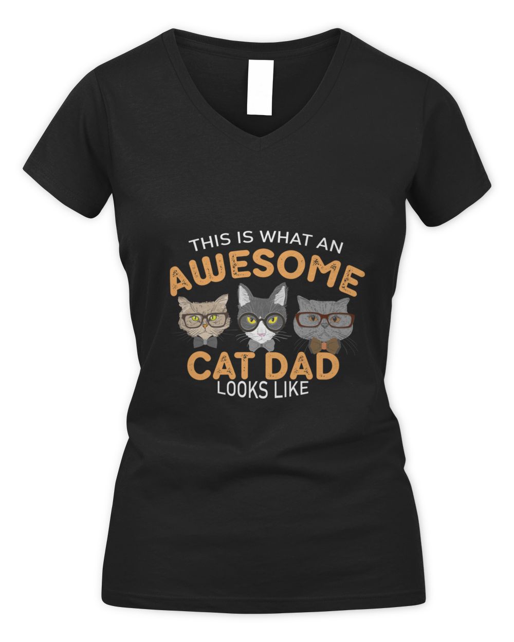 Awesome Cat Dad1 T-Shirt Women's V-Neck T-Shirt black s