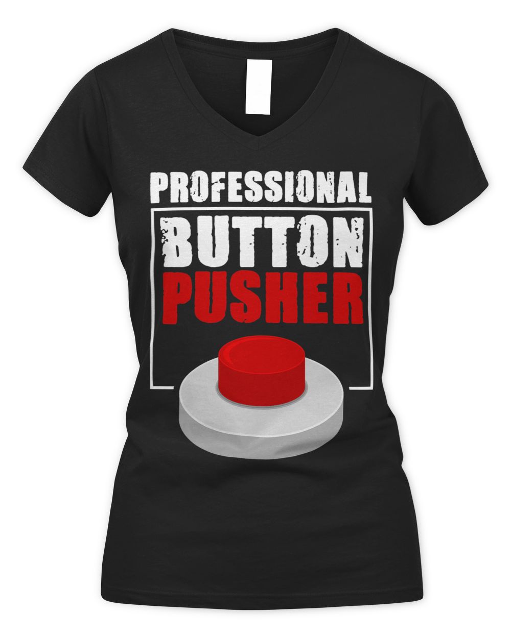 Professional Button Pusher GCode Machinist Women's V-Neck T-Shirt black s