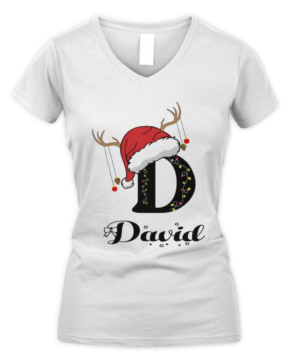 Fbus01603 David H60 Women's V-Neck T-Shirt white s
