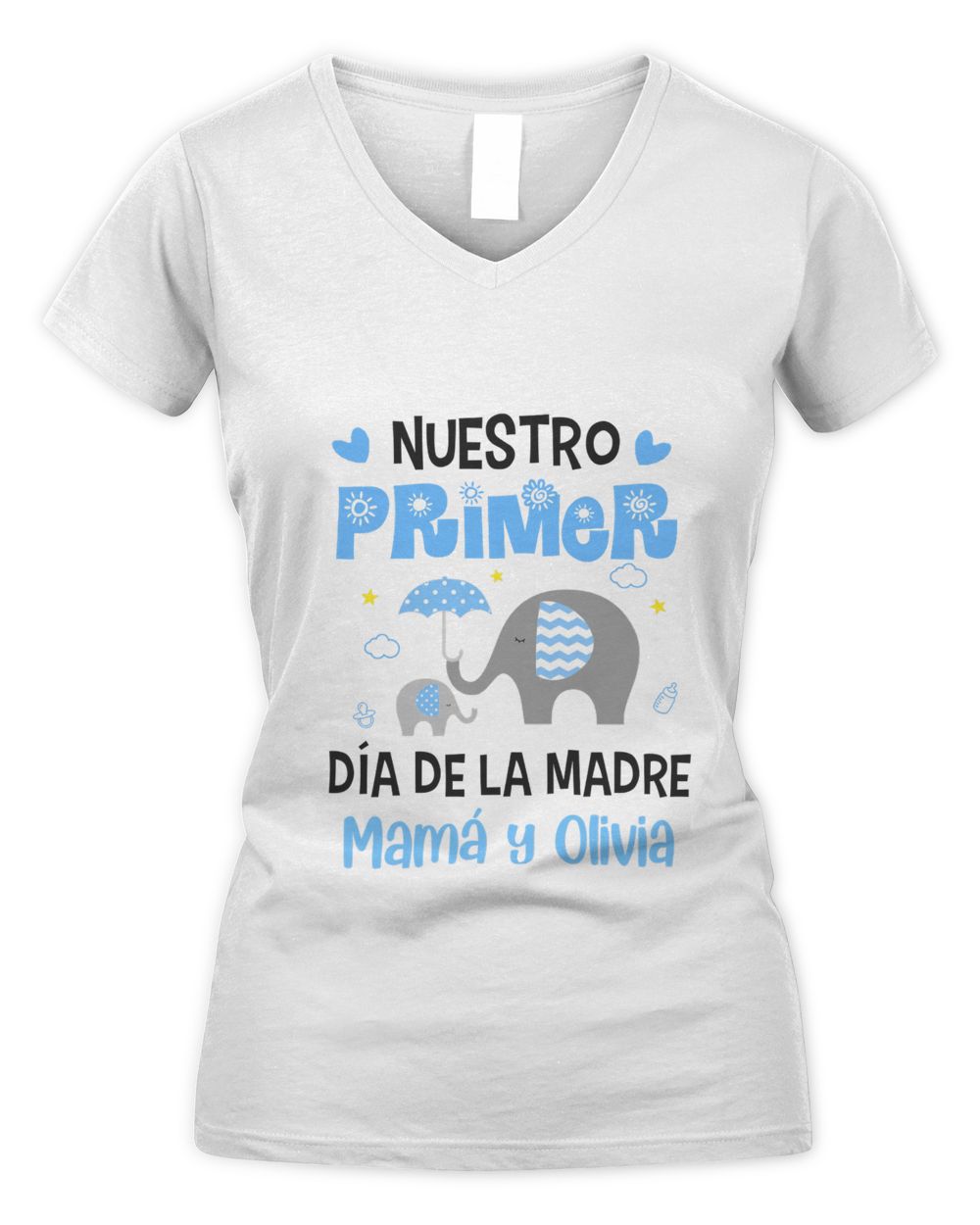 Nuestro Primer día de la Madre Women's V-Neck T-Shirt white s