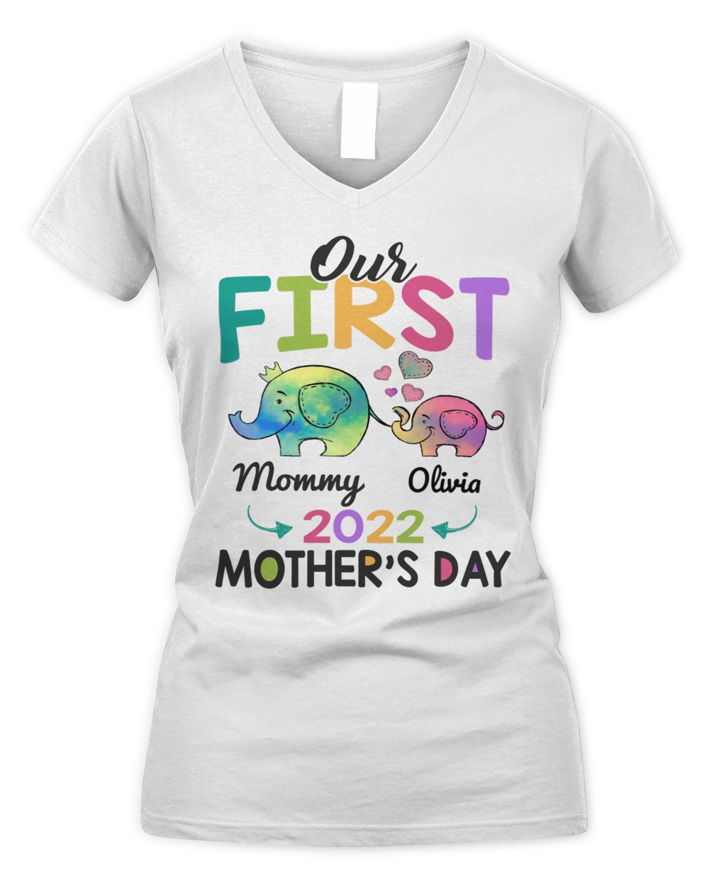 OUR FIRST MOTHER'S DAY Women's V-Neck T-Shirt white s