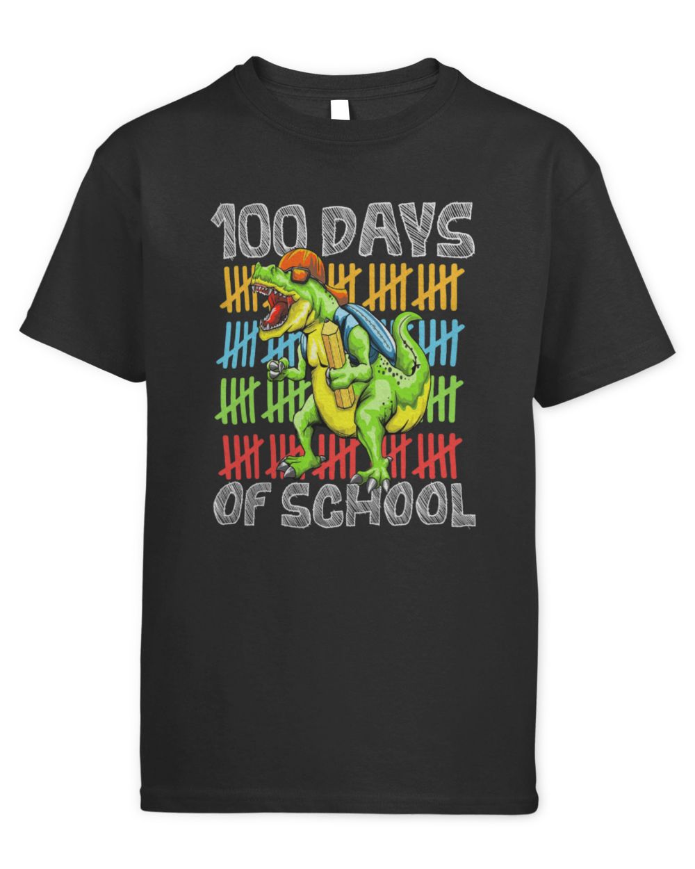 Animal Dinosaur Teacher 100 Days Of School T Rex 100 Days Smarter 100th Day 5 Kids Standard T-Shirt black xs