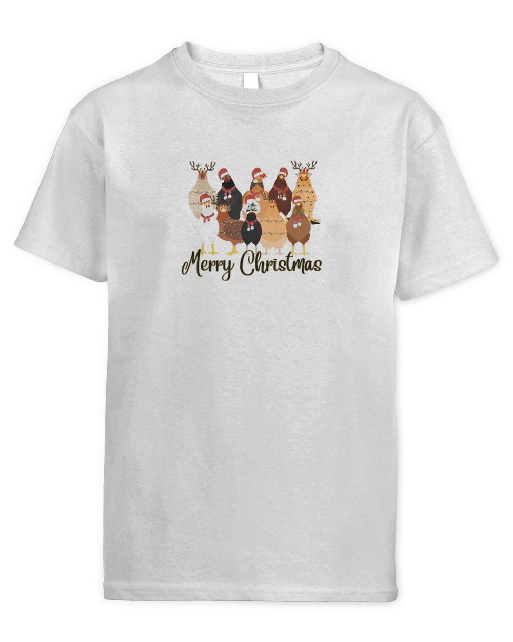 Merry Chickmas Christmas Chicken Kids Standard T-Shirt white xs