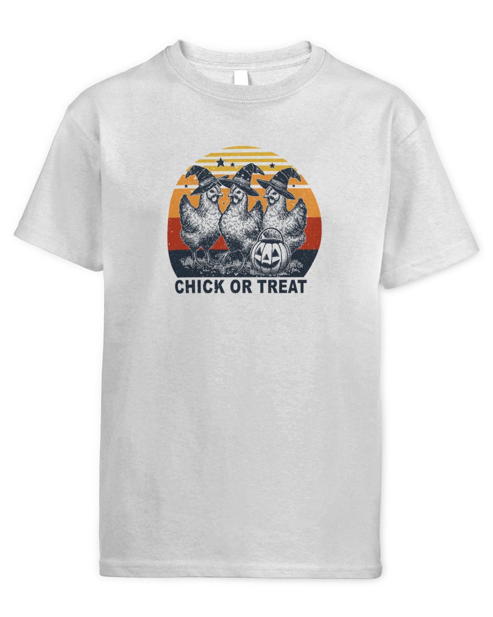 Halloween Chick or Treat Pumpkin Chicken Girl Farmer Kids Standard T-Shirt white xs