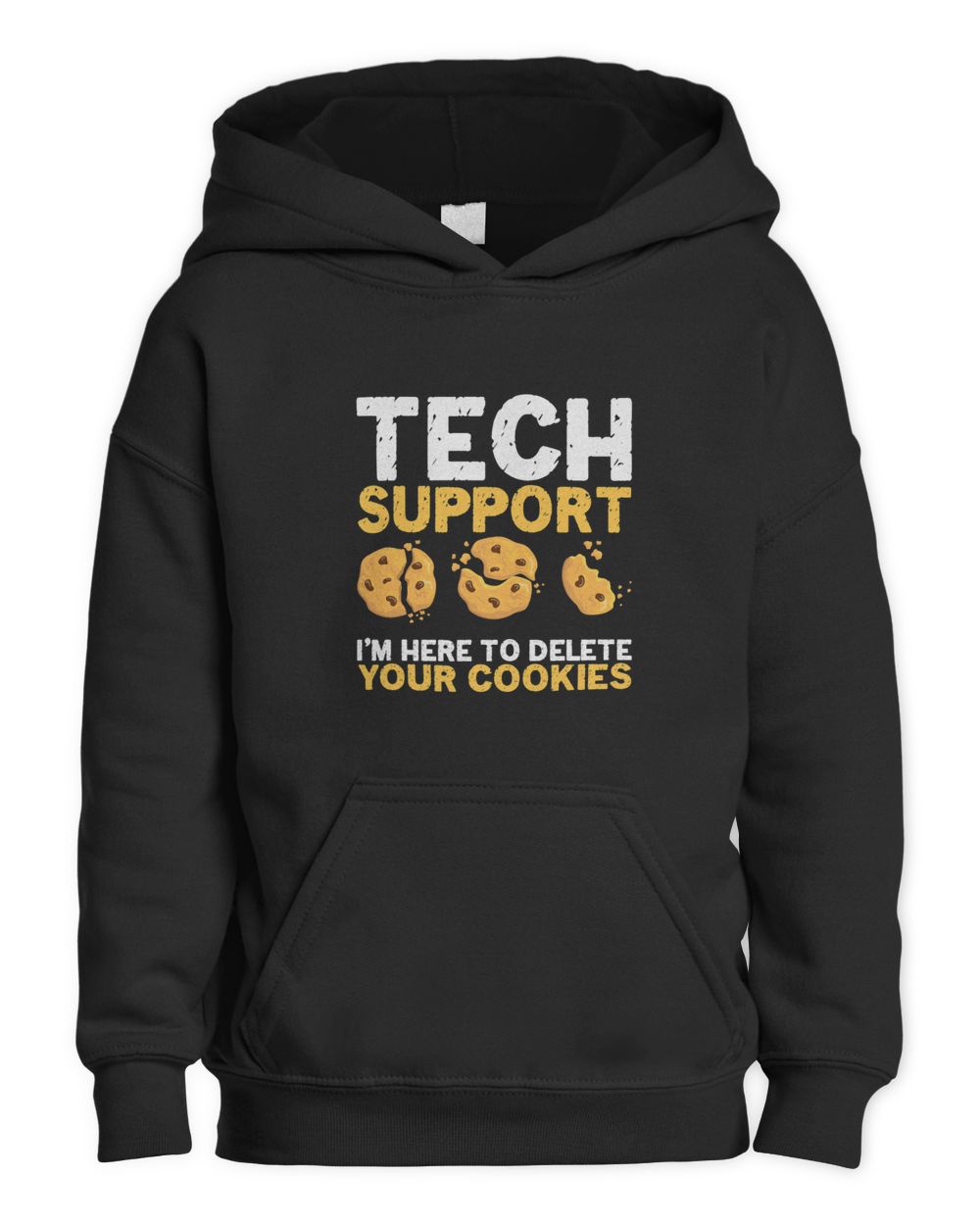 Funny Tech Support Delete Cookies Programmer Nerd Techie Kids Pullover Hoodie black xs