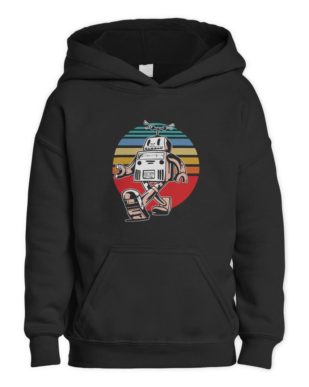 Retro Robot Fan Bot Technology Geek Robot Engineer Kids Pullover Hoodie black xs