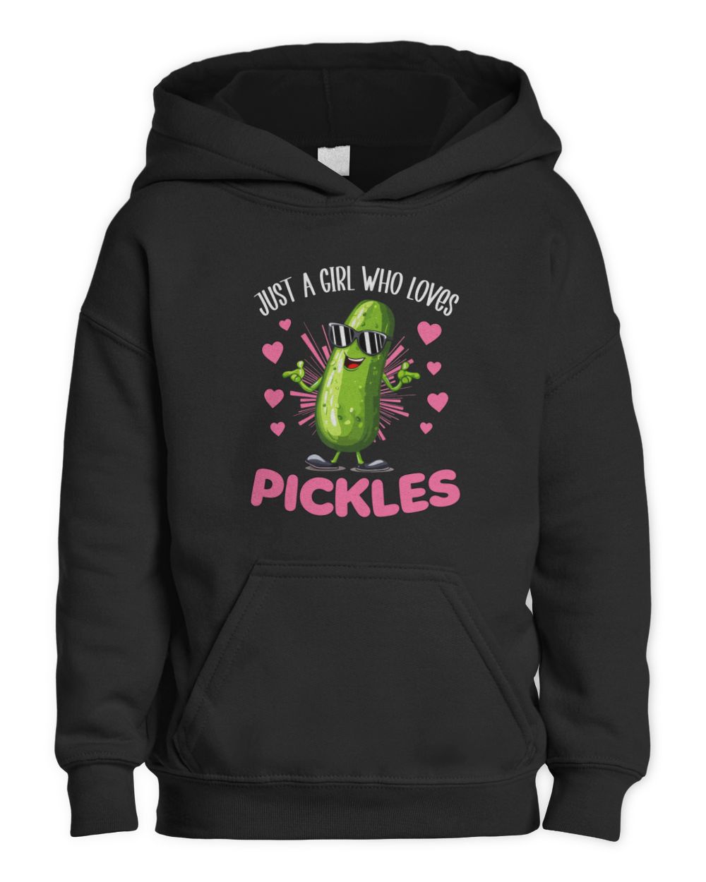 Just A Girl Who Love Pickles Kids Pullover Hoodie black xs