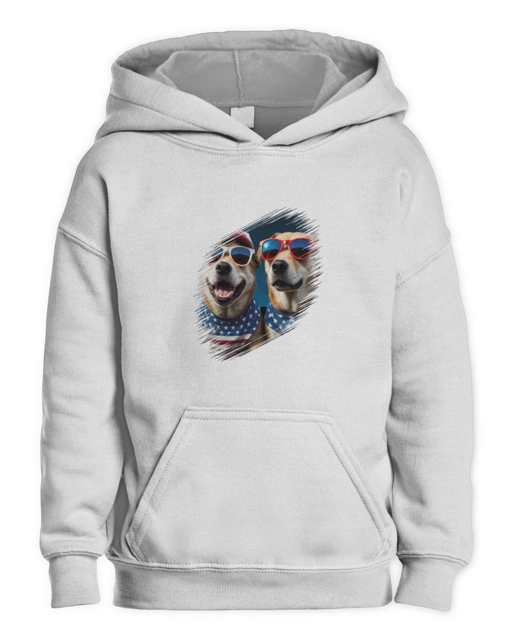 dog USA flag Kids Pullover Hoodie white xs