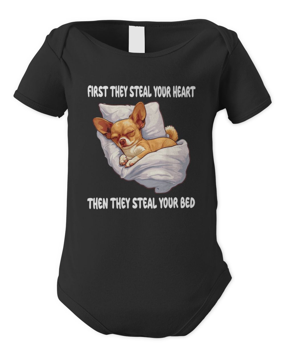 Chihuahua Chiwawa Sleeping Pajamas Nightgown Infant Short Sleeve Bodysuit black new born