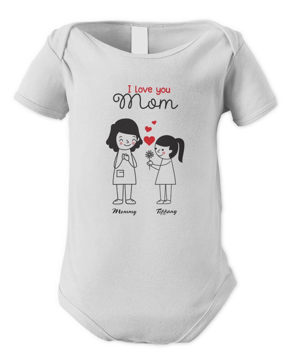 I Love You Mom - Mother and Daughter Infant Short Sleeve Bodysuit white new born