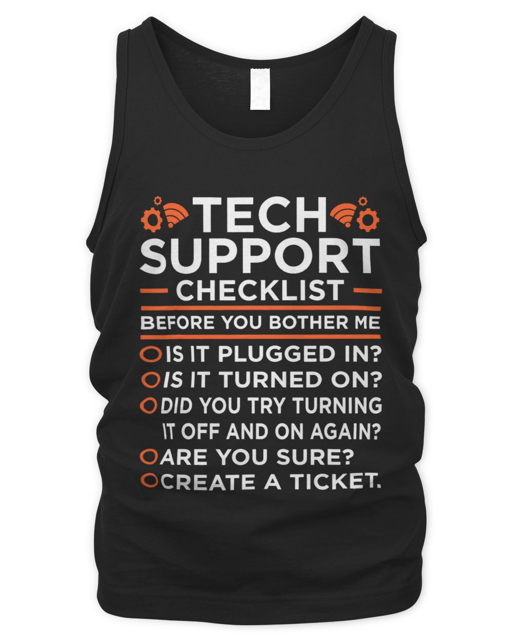 Technical Support Checklist Computer IT Programmer Graphic Men's Tank Top black s