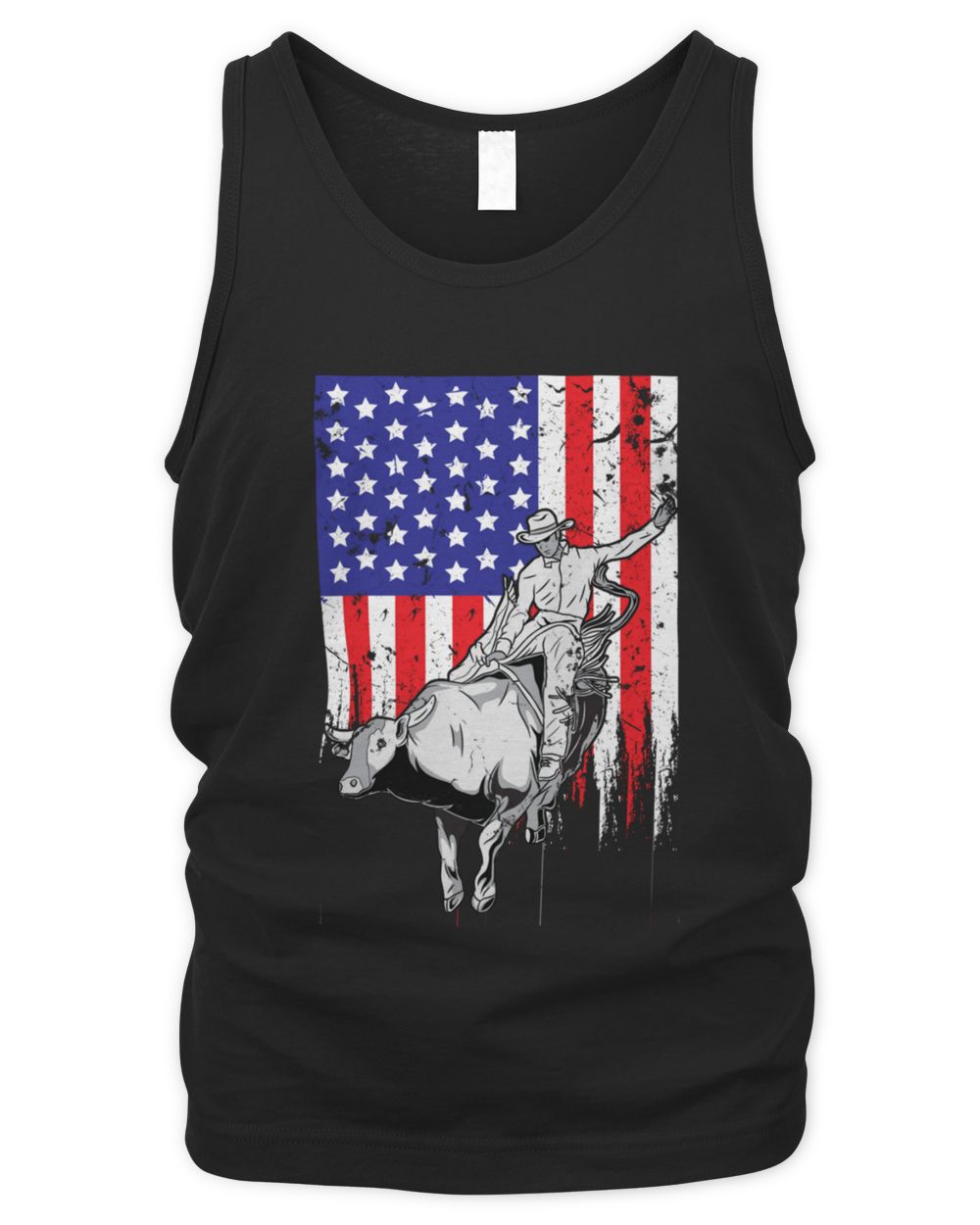 American Flag Bucking Bull Riding Men's Tank Top black s