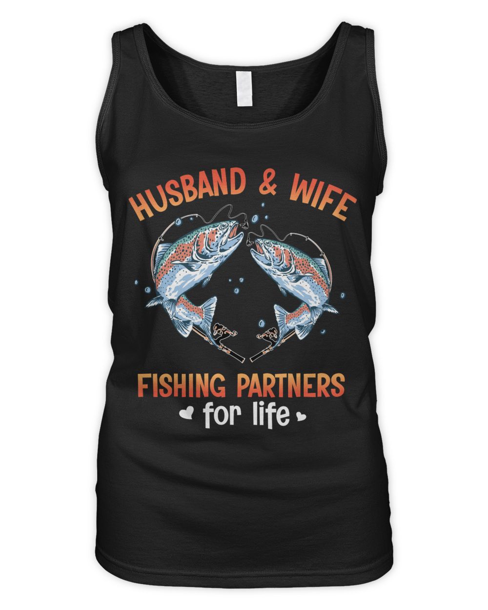 Husband & Wife Fishing Partners For Life T-shirt Women's Tank Top black s