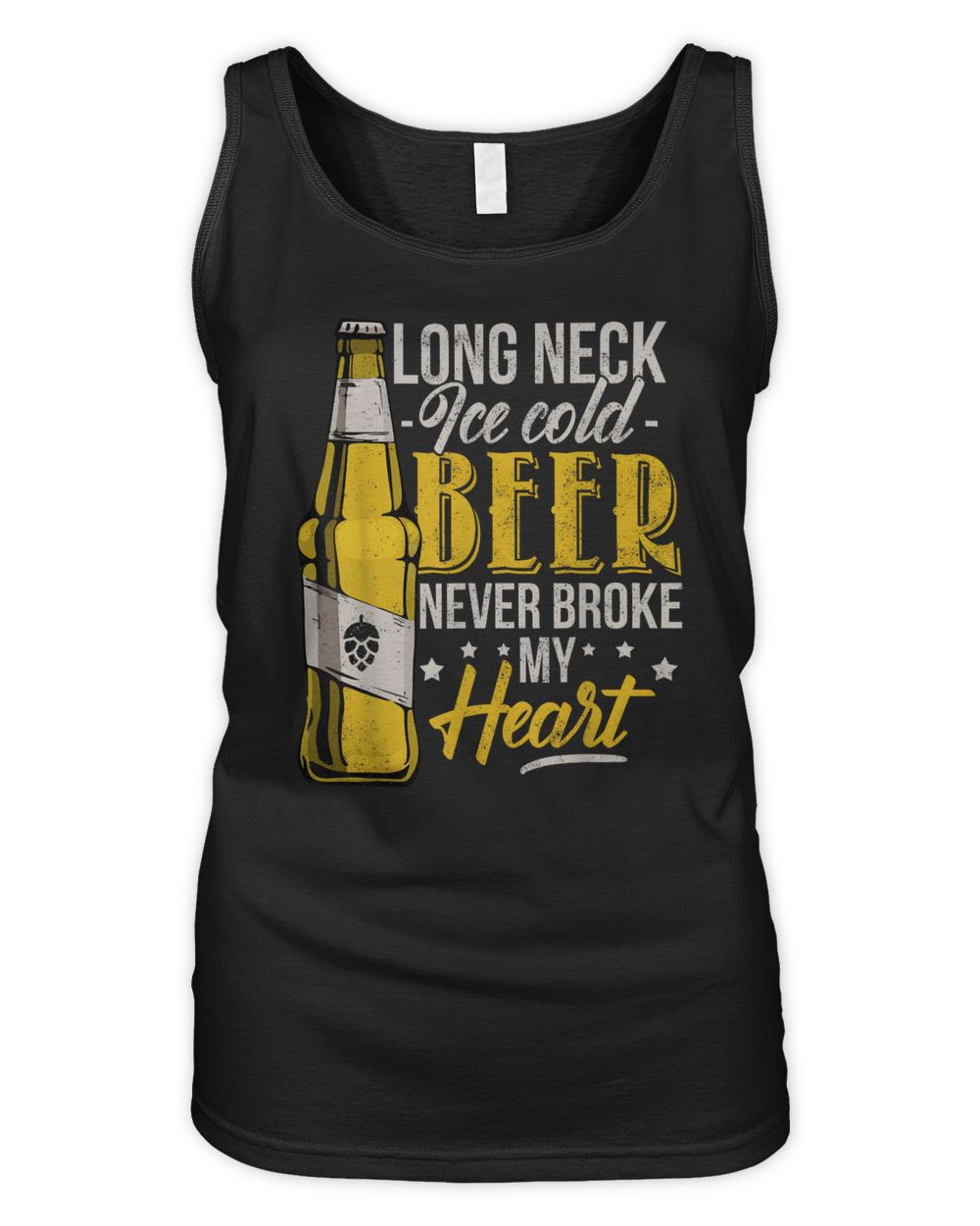 Long Neck Ice Cold Beer Never Broke My Heart Women's Tank Top black s