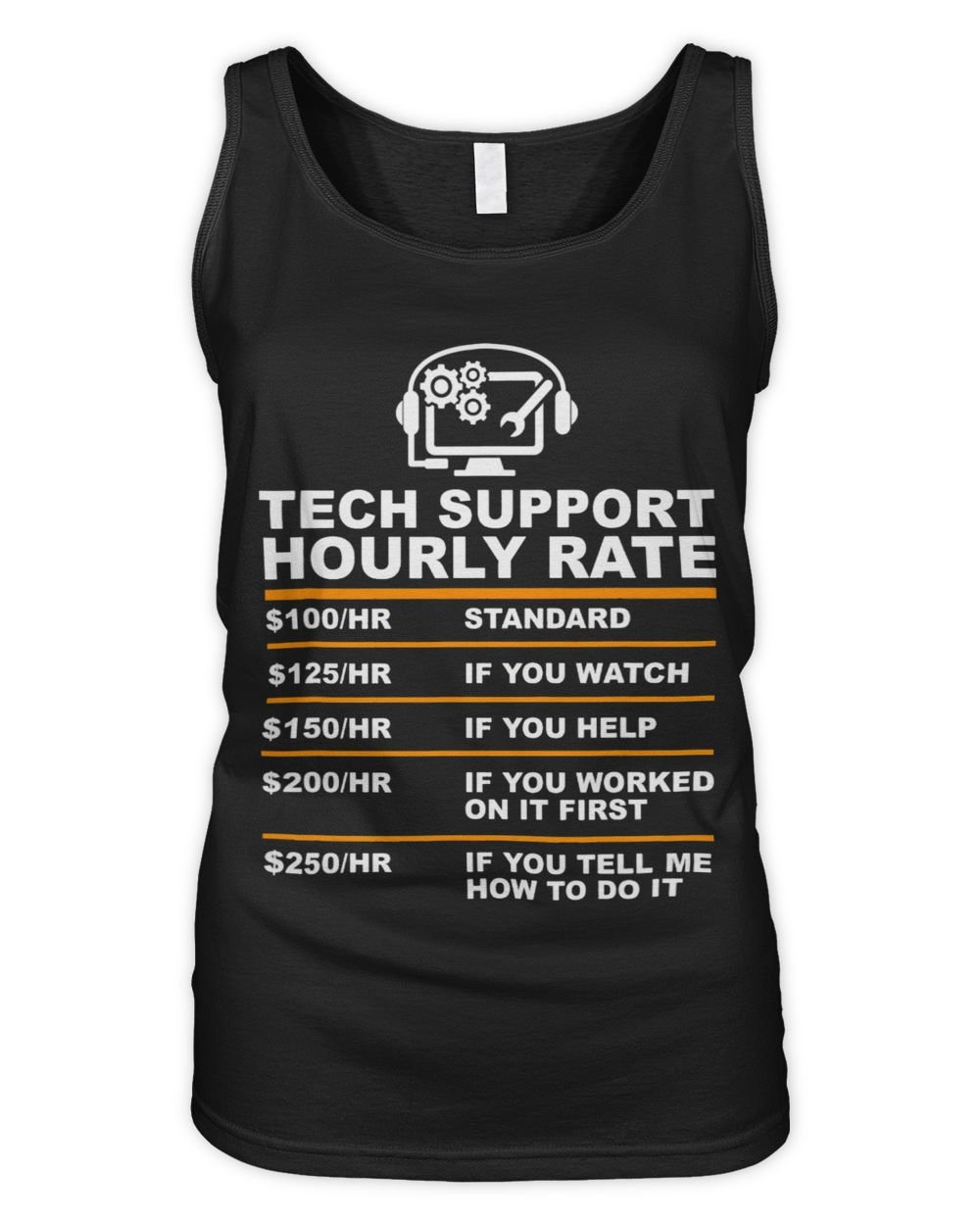 Tech Support Hourly Rate IT Sysadmin Geek Nerd Gift Idea Women's Tank Top black s