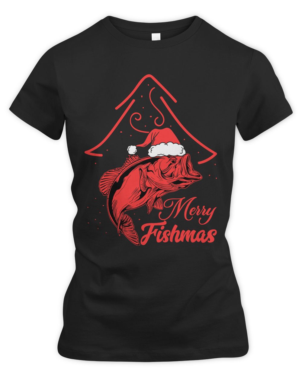 Funny Fishing Christmas (10) Women's Premium Slim Fit Tee black s