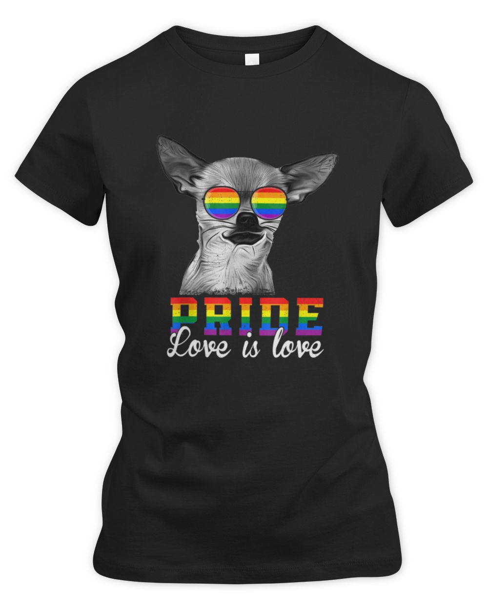 Chihuahua Pride Love is Love Women's Premium Slim Fit Tee black s
