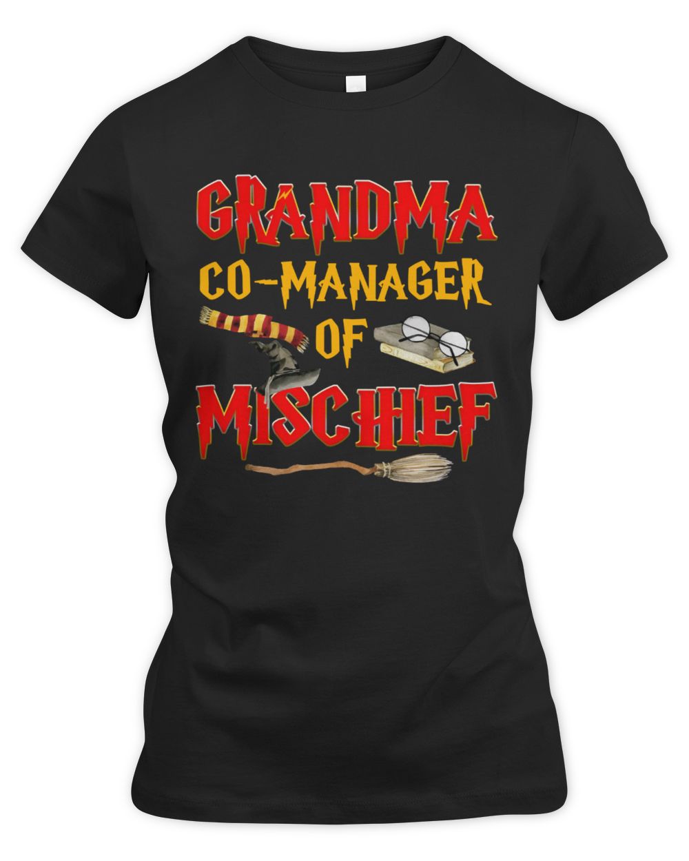 Grandma Co-Managar Of Mischief Women's Premium Slim Fit Tee black s