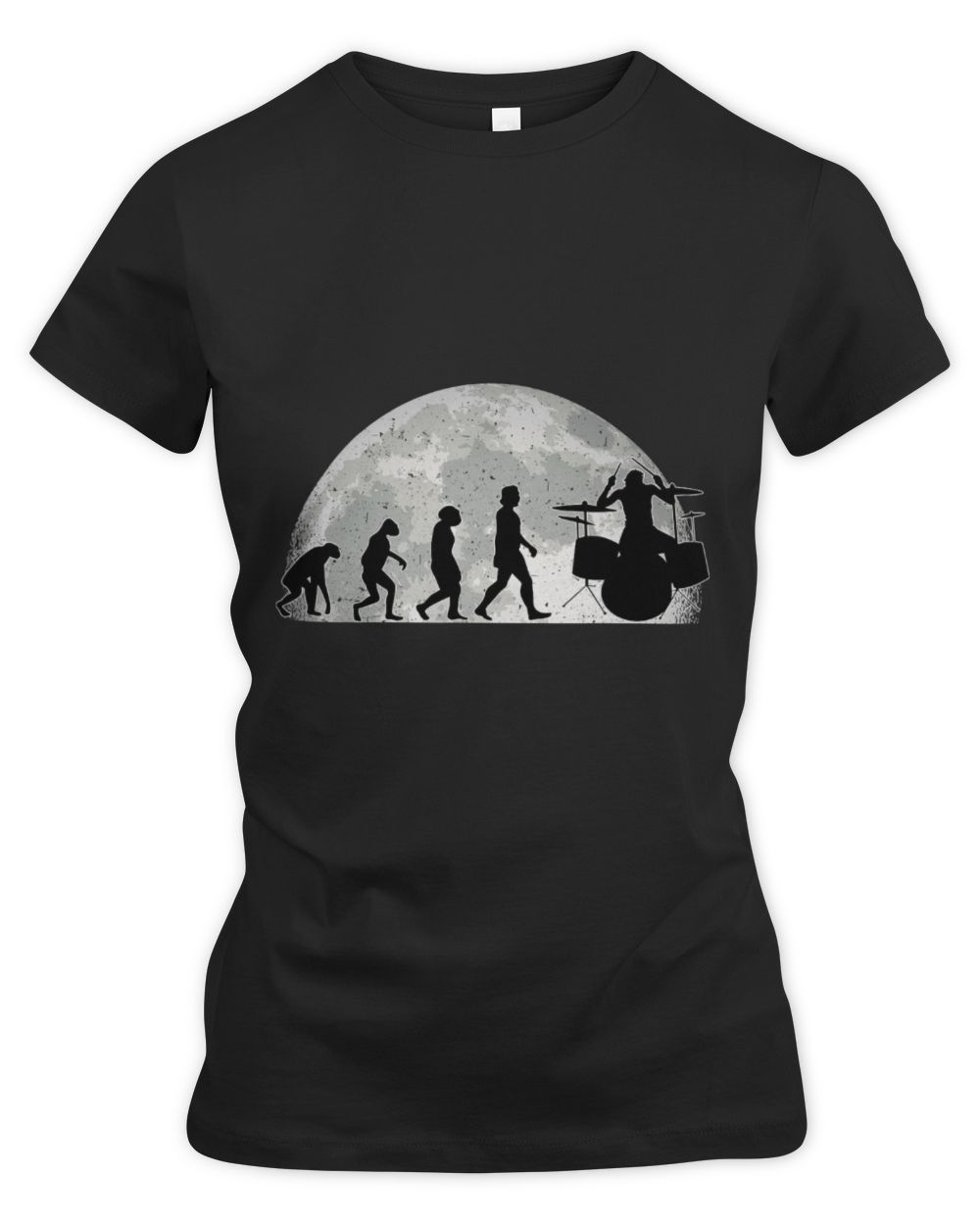 Funny Drummer s Evolution Moon Drummer Musician Drum Kit Women's Premium Slim Fit Tee black s