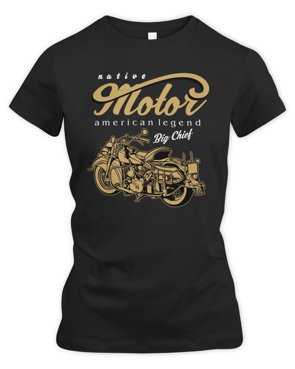 Native Motor Big Chief Women's Premium Slim Fit Tee black s