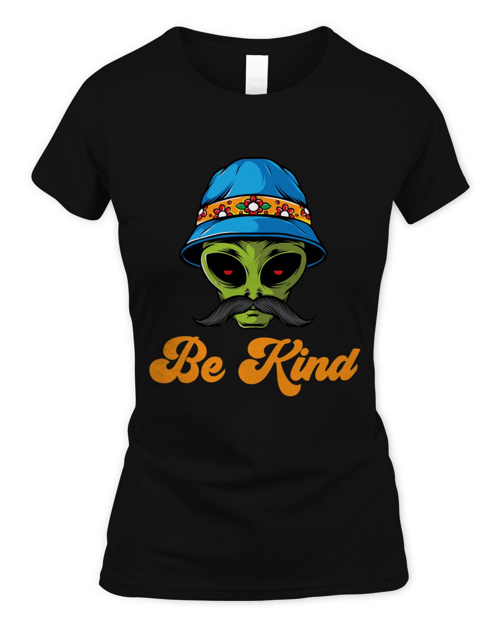 Be Kind Alien Extra Terrestrial With Mustache Women's Standard T-Shirt black s