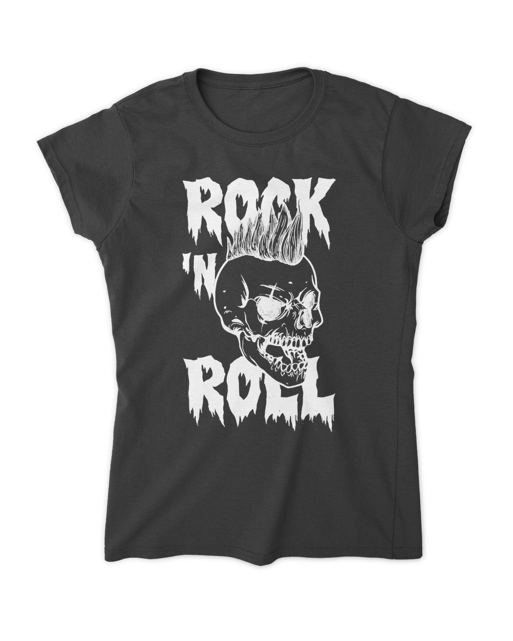 Rock And Roll Music T- Shirt Rock and Roll Skull pop art T- Shirt Women's Standard T-Shirt black s