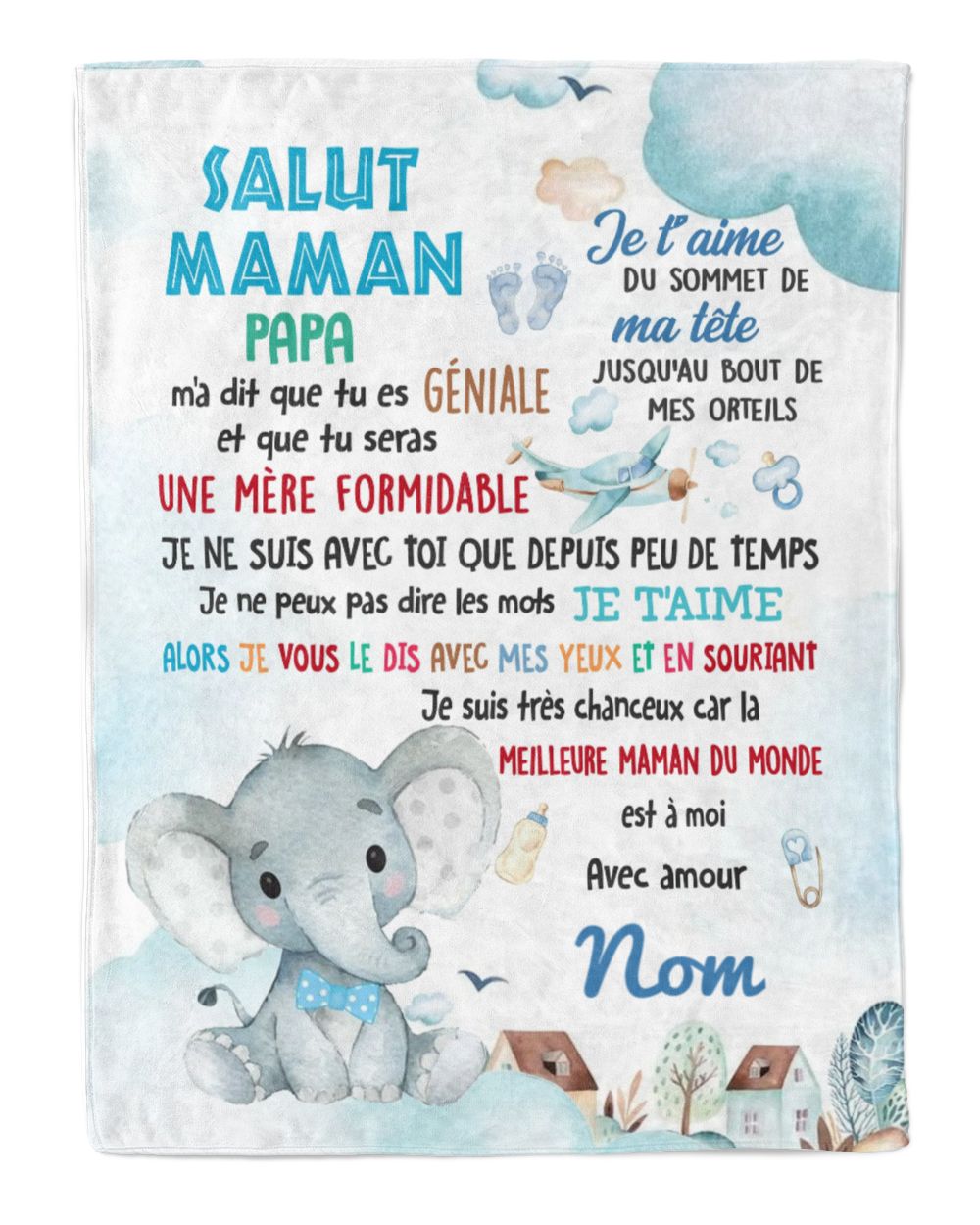 Bonjour maman Cozy Plush Fleece Blanket white 30x40in