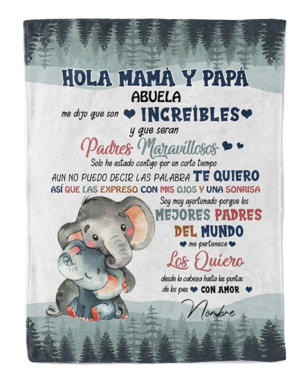 Hola mamá y papá Cozy Plush Fleece Blanket white 30x40in