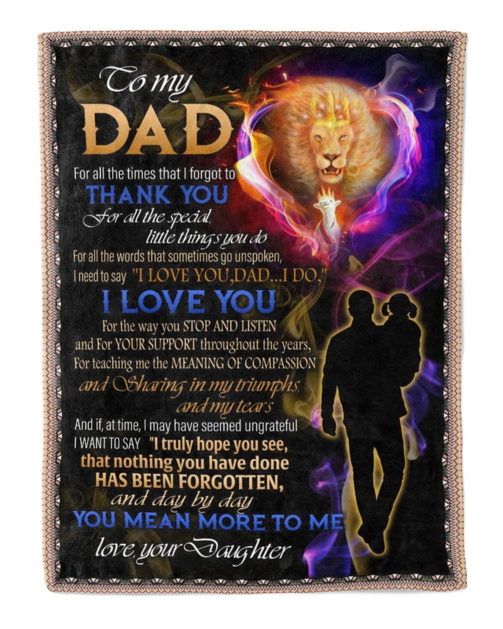 Daughter to Dad Cozy Plush Fleece Blanket white 30x40in
