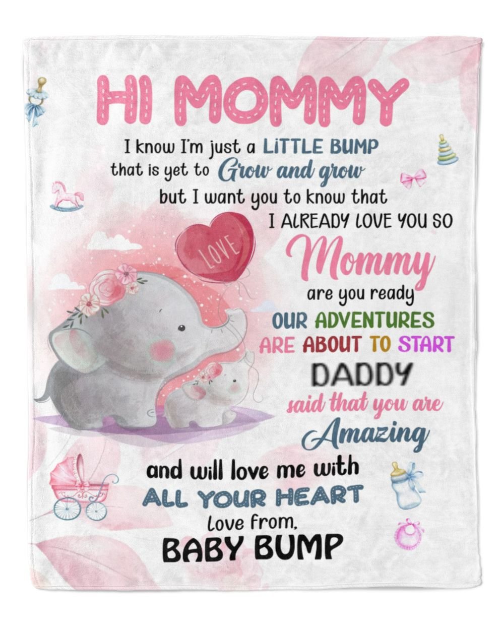 Hi Mommy  I know I'm just a little bump Cozy Plush Fleece Blanket white 30x40in