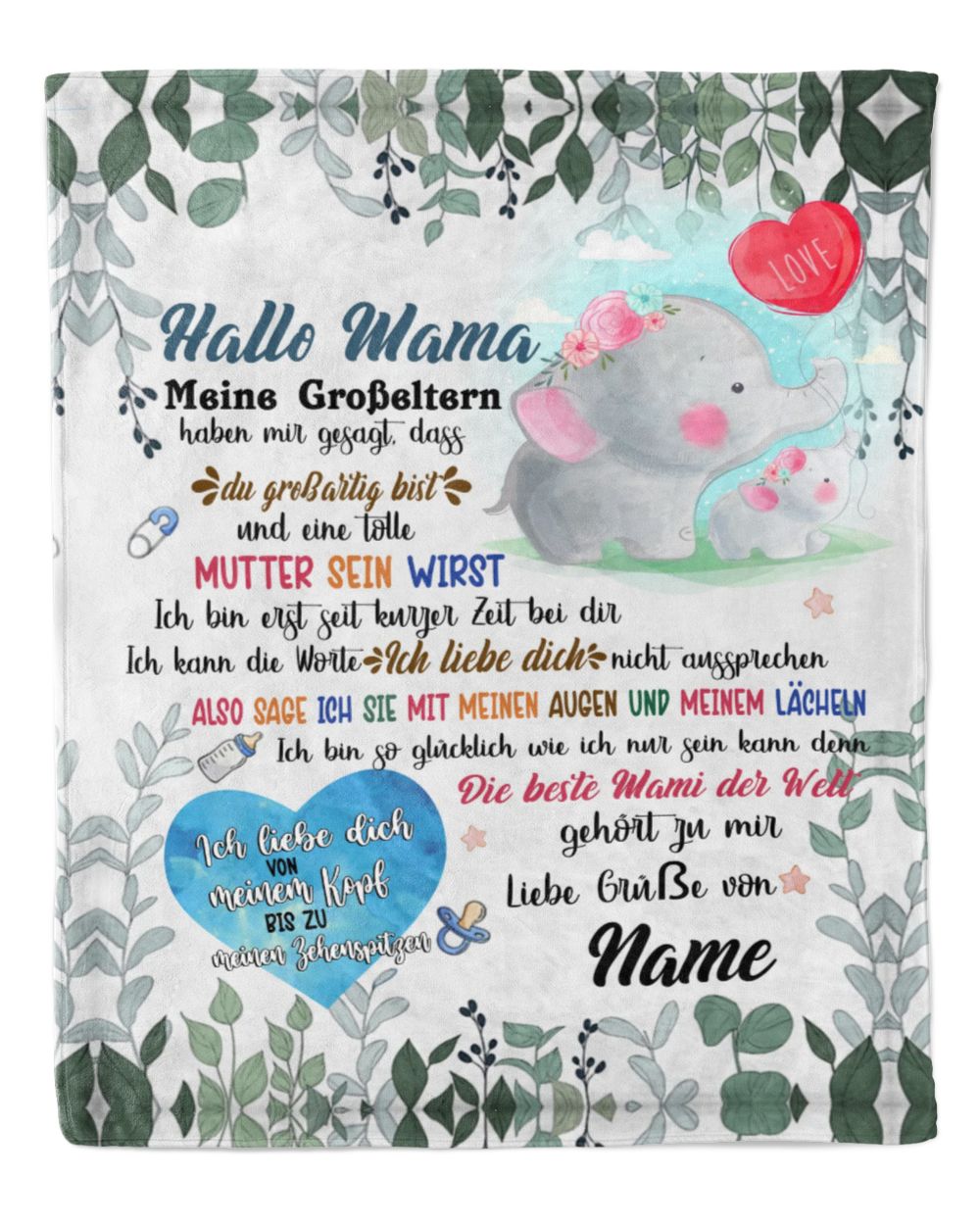 Hallo Mama Cozy Plush Fleece Blanket white 30x40in