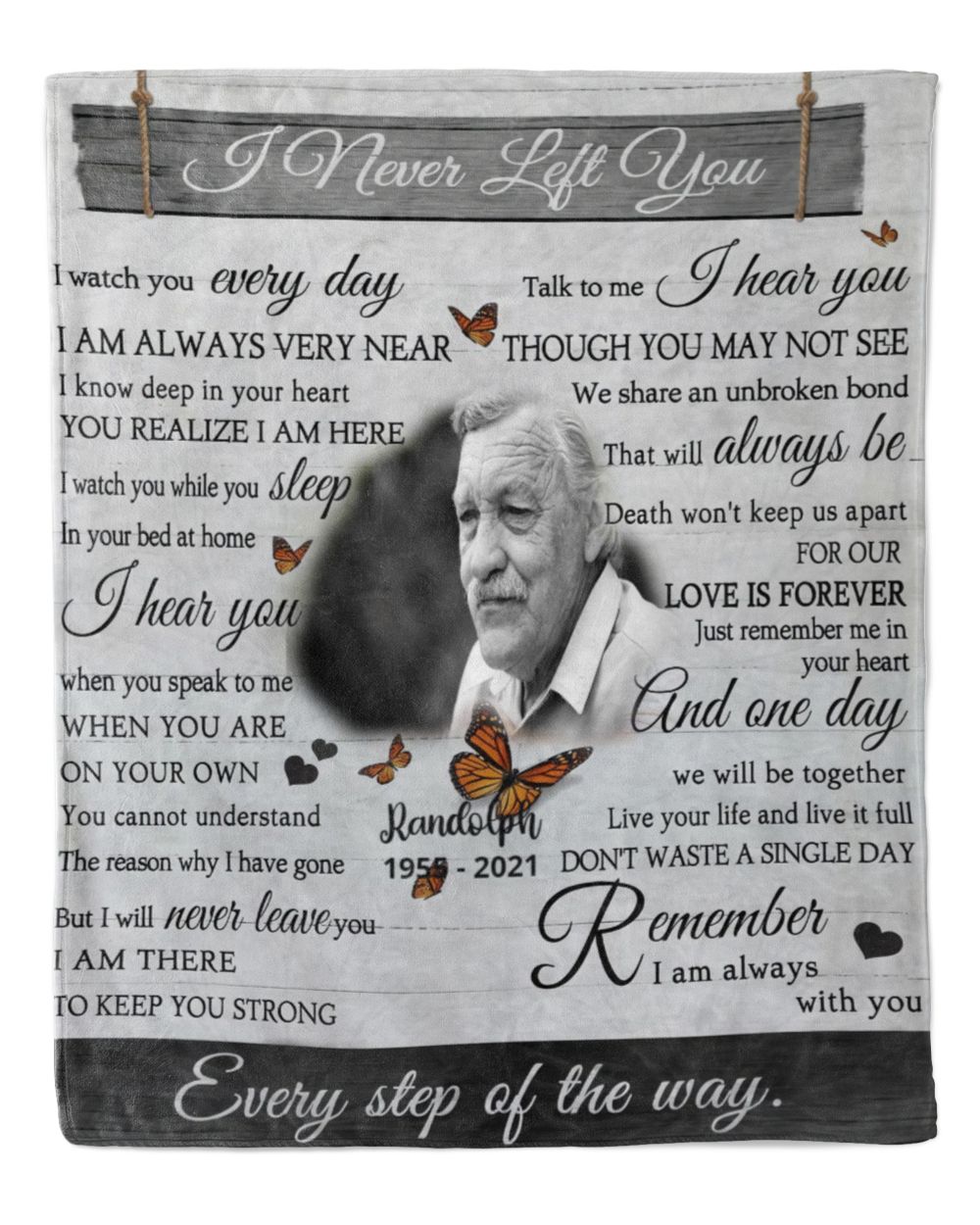 Personalized Custom I Never Left You Memorial Blanket With Pictures Sherpa Fleece Blanket FBL13 Cozy Plush Fleece Blanket white 30x40in