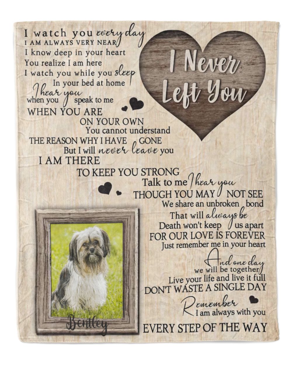 Personalized Custom I Never Left You Heart Pet Memorial Blanket FBL91 Cozy Plush Fleece Blanket white 30x40in